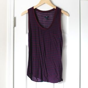 GAP navy burgundy striped sleeveless top